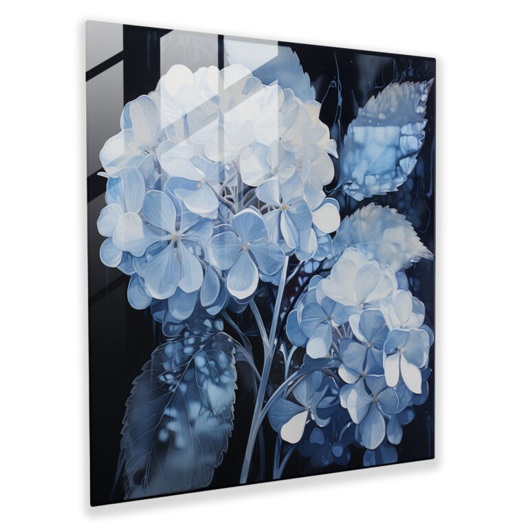 Hydrangea Glass Wall Art - Contemporary Blossom - Hydrangea, Blossom, Glass Wall Art, Glass Print