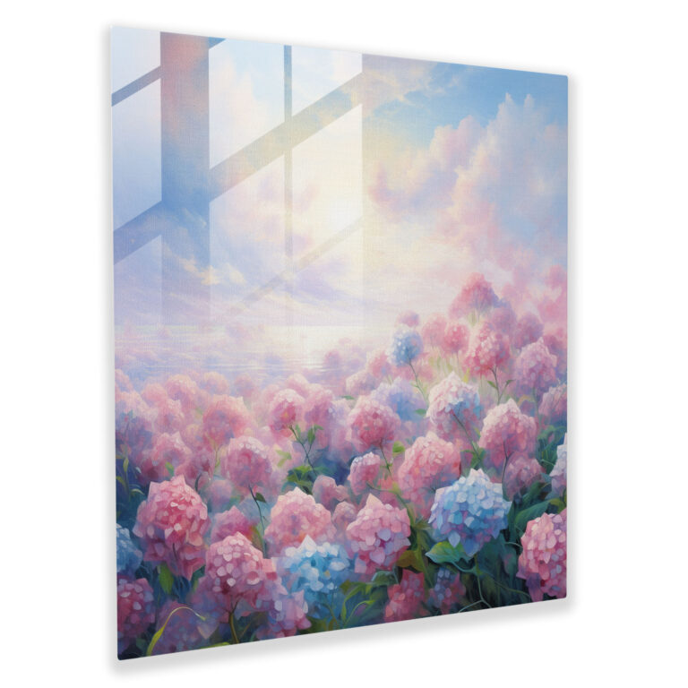 Dreamy Hydrangea Glass Print - Hydrangea, Hydrangea, Glass Wall Art, Glass Art