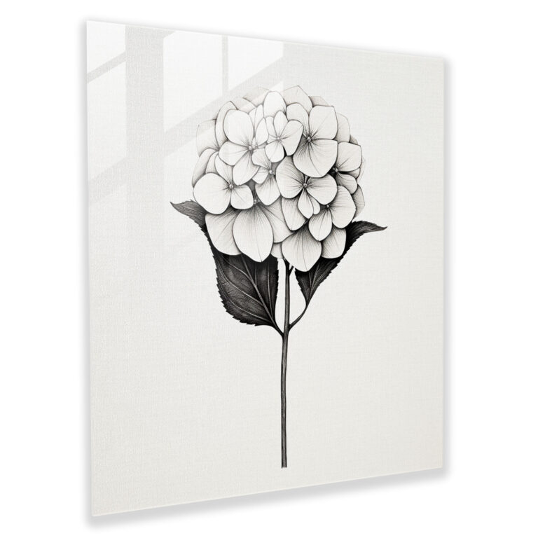 Contemporary Hydrangea Glass Print - Hydrangea, Modern Art, Wall Decoration, Glass Print