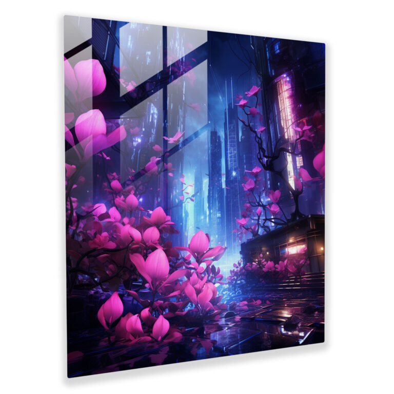 Neon Hydrangea Glass Print - Hydrangea, Hydrangea, Glass Print, Neon