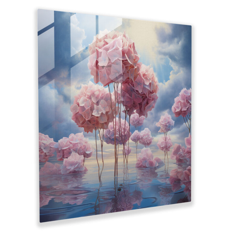 Dreamscape Hydrangea Glass Print - Hydrangea, Glass Art, Wall Decoration, Hydrangea