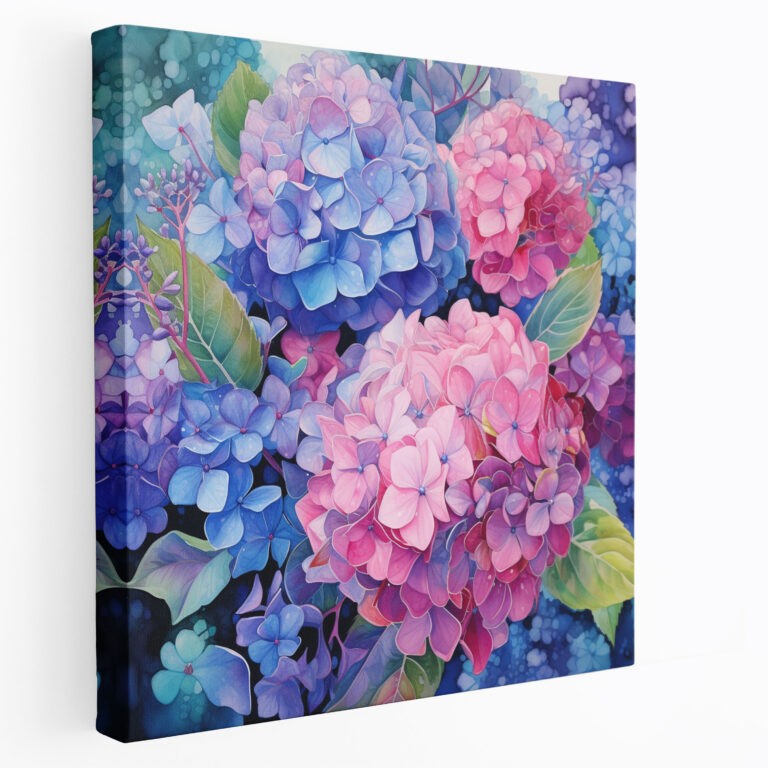 Hydrangea Watercolor Canvas Print - Hydrangea, Wall Decoration, Canvas, Home Decoration