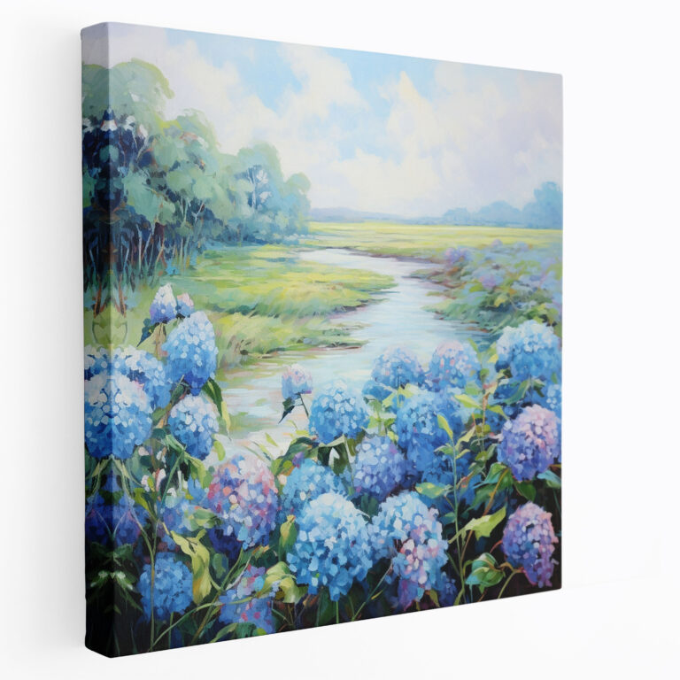 Hydrangea Landscape Canvas Print - Hydrangea, Canvas Wall Art, Hydrangea, Canvas