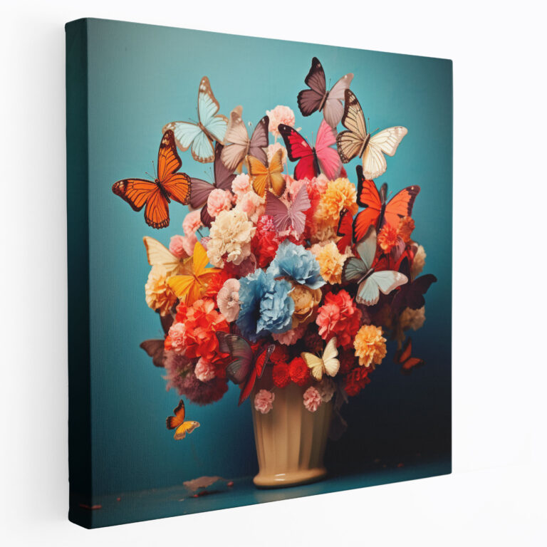 Hydrangea Butterfly Canvas Print - Hydrangea, Home Decoration, Canvas Wall Art, Mixed Media