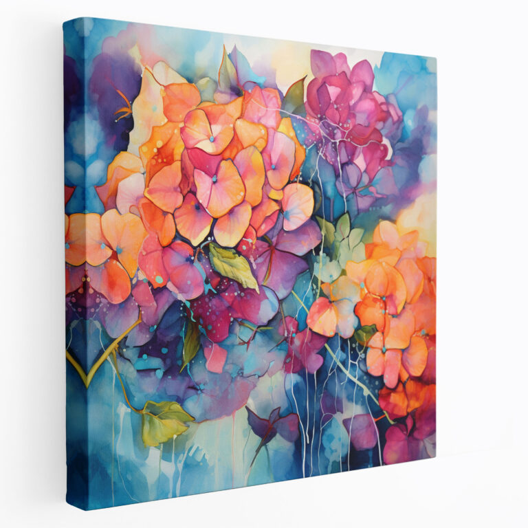 Hydrangea Abstract Wall Decoration - Hydrangea, Abstract Art, Canvas Print, Mixed Media