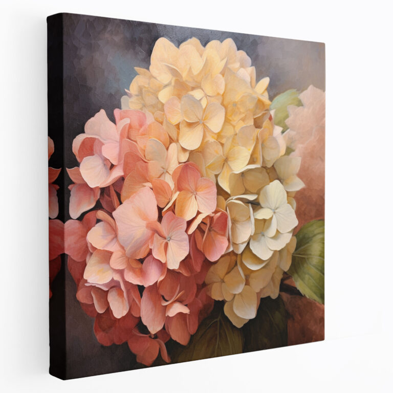 Hydrangea Oil Painting Wall Art - Hydrangea, Delicate Color Palette, Hydrangea, Canvas Wall Art