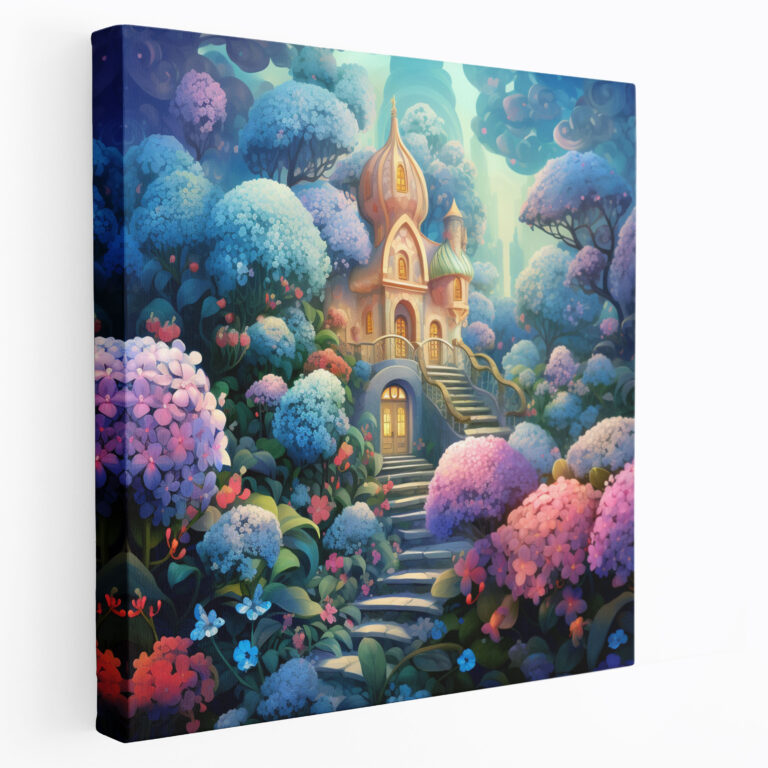 Whimsical Hydrangea Canvas Print - Hydrangea, Home Decoration, Wall Art, Magical Shapes
