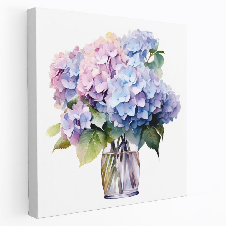 Hydrangea Watercolor Canvas Print - Hydrangea, Home Decoration, Wall Decoration, Canvas Print