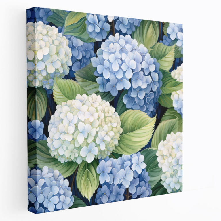 Hydrangea Botanical Illustration Wall Art - Hydrangea, Wall Art, Botanical Illustration, Canvas Wall Art