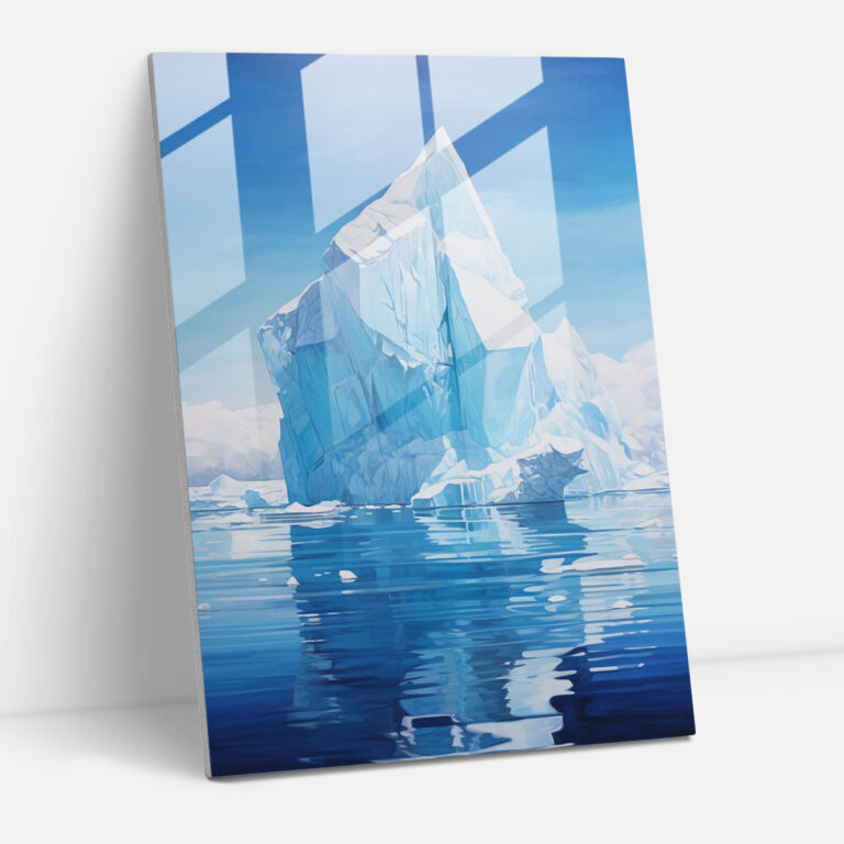 Iceberg Glass Print - Iceberg, Abstract Acrylic Painting, Elegance, Majestic