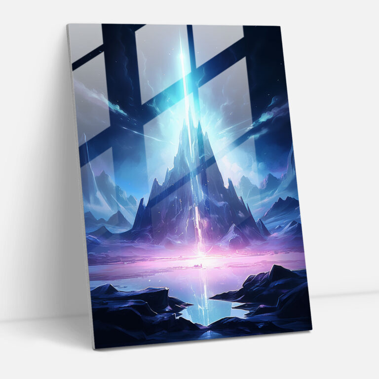 Neon Iceberg Glass Wall Art - Iceberg, Iceberg, Glowing Neon Lights, Glass Art