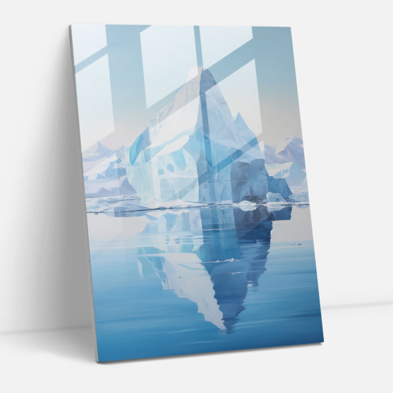 Reflected Iceberg Glass Print - Iceberg, Reflected Iceberg, Modern Art, Wall Decoration