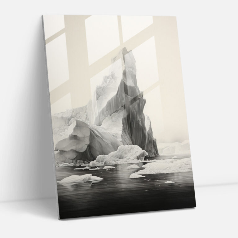 Misty Sea Iceberg Glass Print - Iceberg, Iceberg, Misty Sea, Awe