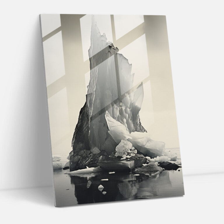Vintage Iceberg Glass Print - Iceberg, Modern Art, Glass Print, Wall Decoration