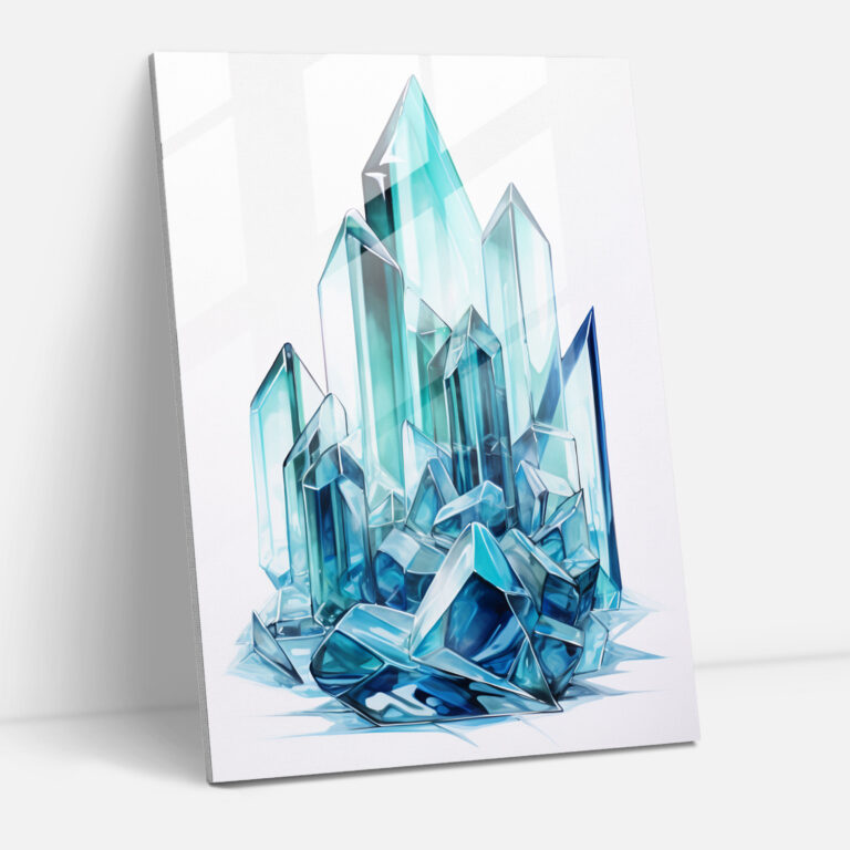 Geometric Iceberg Glass Print - Iceberg, Iceberg, Abstract Rendering, Geometric