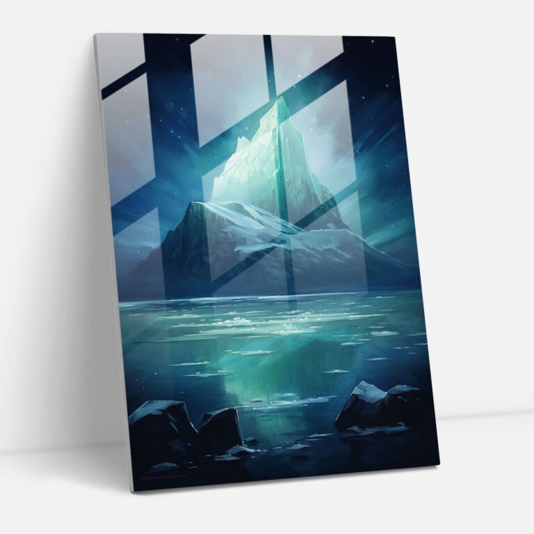 Starlit Iceberg Glass Print - Iceberg, Night Sky, Glass Art, Glass Print