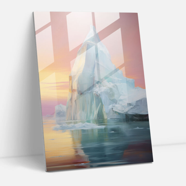 Dreamscape Iceberg Glass Print - Iceberg, Soft Colors, Serene Ambiance, Iceberg