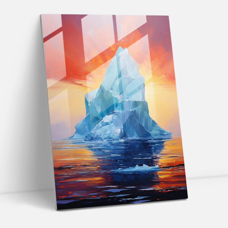 Iceberg Glass Print - Iceberg, Iceberg, Abstract Acrylic Painting, Glass Wall Art