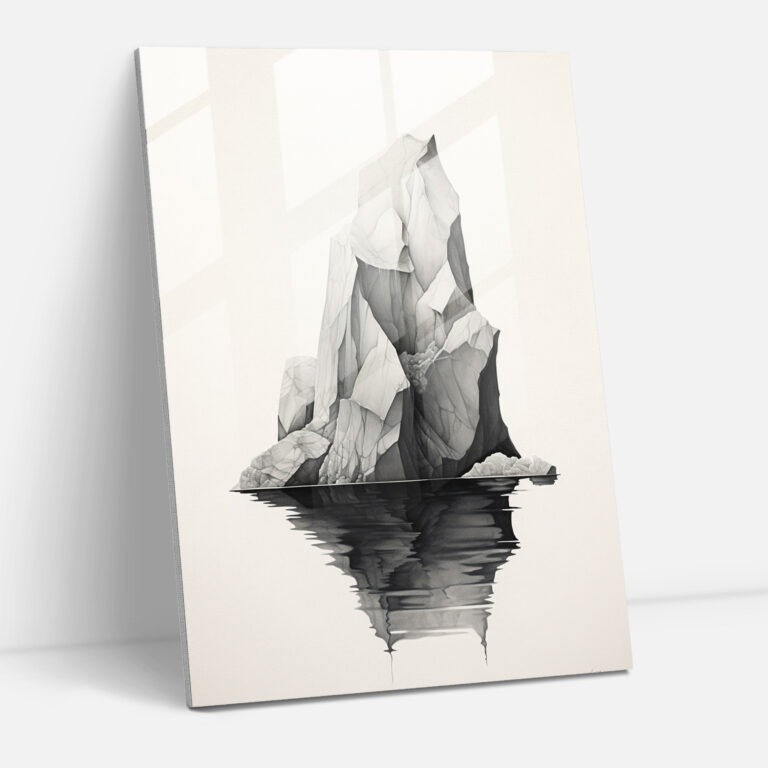 Minimalist Iceberg Glass Print - Iceberg, Modern Art, Serenity, Glass Print