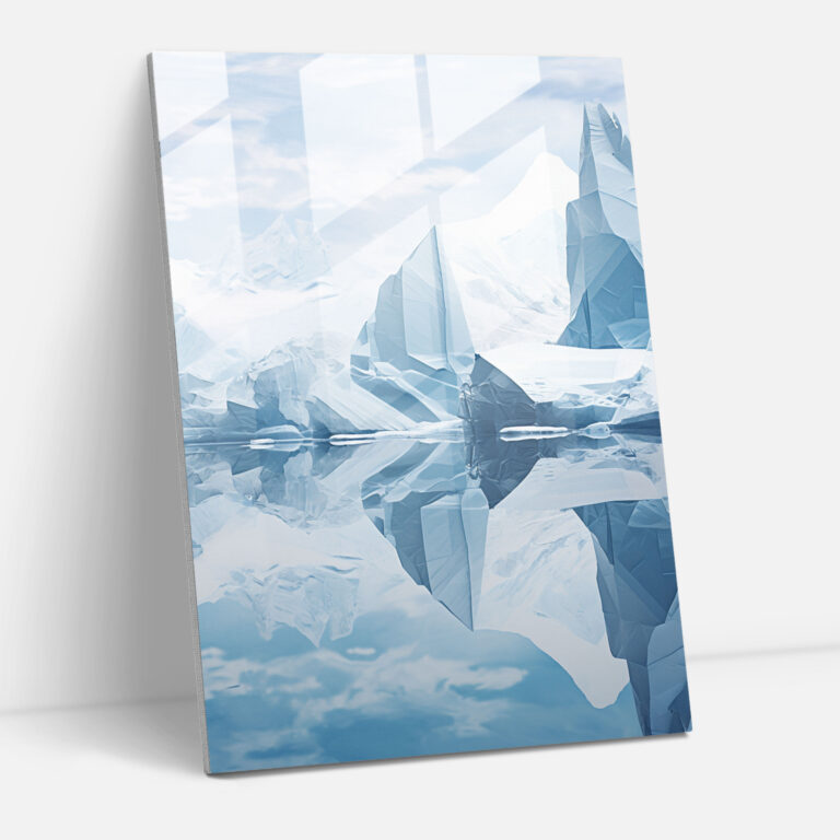 Icy Textures Glass Print - Iceberg, Home Decoration, Geometric Shapes, Captivating Composition