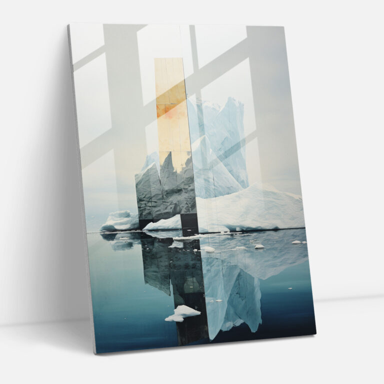 Duality Of Icebergs Glass Print - Iceberg, Photographs, Glass Print, Thought-Provoking Composition