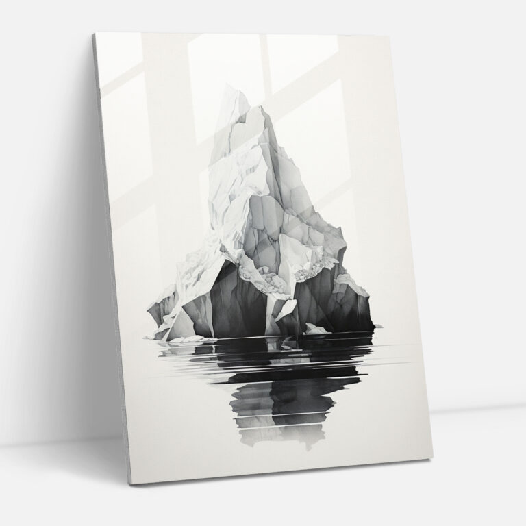 Tranquil Ink Iceberg Glass Print - Iceberg, Home Decoration, Wall Decoration, Glass Art