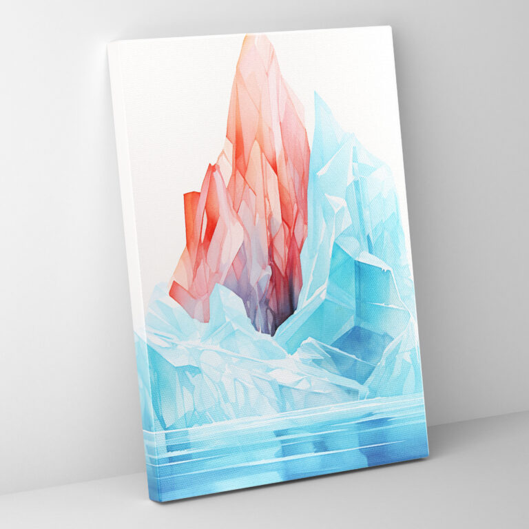 Iceberg Canvas Print - Iceberg, Flowing Lines, Ocean, Abstract Watercolor Painting