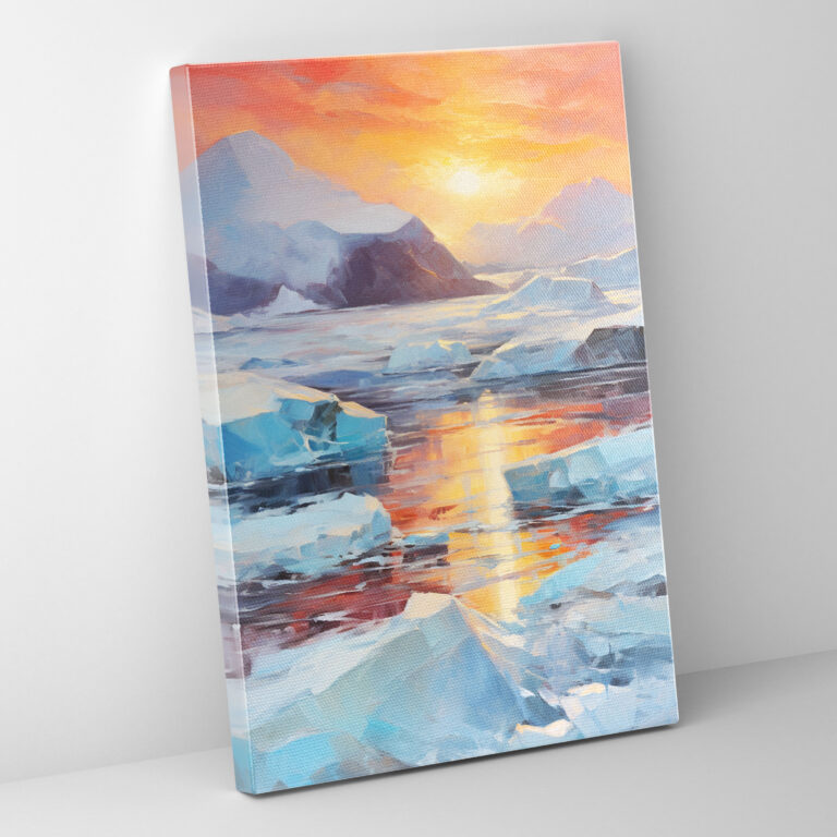 Sunset Iceberg Wall Decoration - Iceberg, Bold Brushstrokes, Home Decoration, Wall Decoration