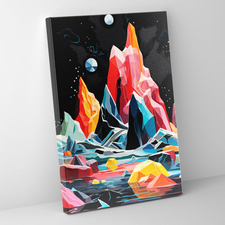 Colorful Icebergs Canvas Print - Iceberg, Home Decoration, Black Background, Wall Art