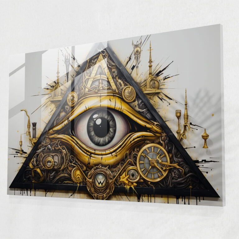 Illuminati Symbolic Glass Wall Art - Illuminati, Modern Interpretation, Visually Stunning, Iconic Symbols