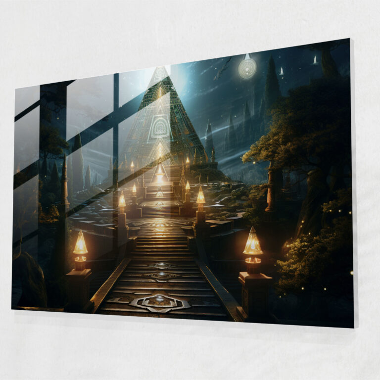 Pathway To Illuminati Glass Print - Illuminati, Luminous Pathway, Ancient Symbols, Glass Wall Art