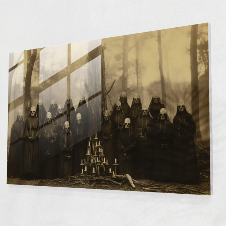 Esotericism Glass Print - Illuminati, Wall Decoration, Mysterious Figures, Glass Print