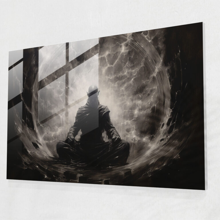 Esotericism Glass Print - Celestial Meditation - Illuminati, Glass Print, Textures, Inner Peace
