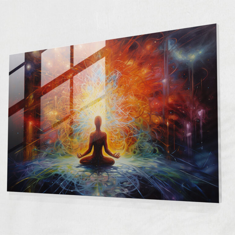 Esotericism Glass Wall Art - Chakra Awakening - Illuminati, Deeper Connection, Expressionist Painting, Energy Fields