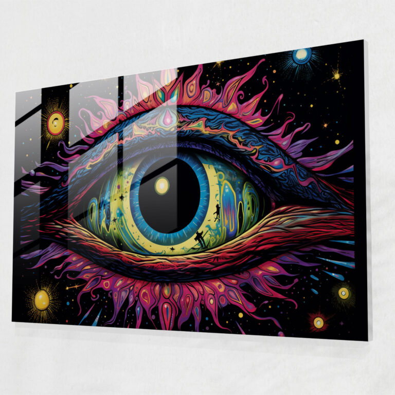 Esotericism Glass Print - Psychedelic Perception - Illuminati, Eye-Catching, Home Decoration, Wall Decoration