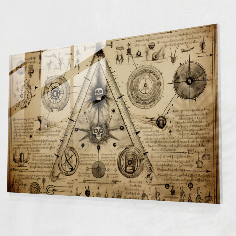 Esotericism Glass Print: Ancient Occult Manuscript - Illuminati, Glass Print, Modern Art, Ancient Manuscript