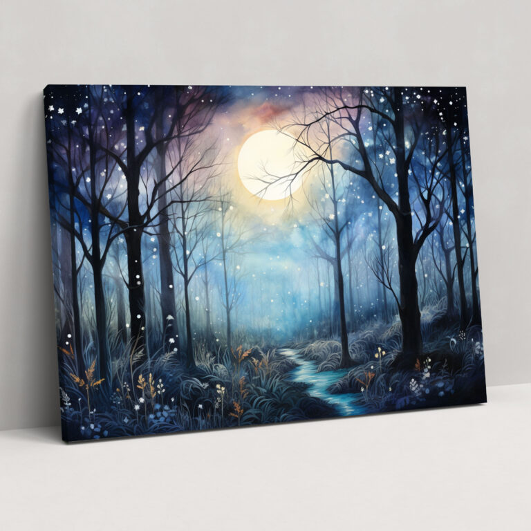 Esotericism Canvas Print: Moonlit Forest - Illuminati, Mystical Creatures, Moonlit Forest, Wall Art