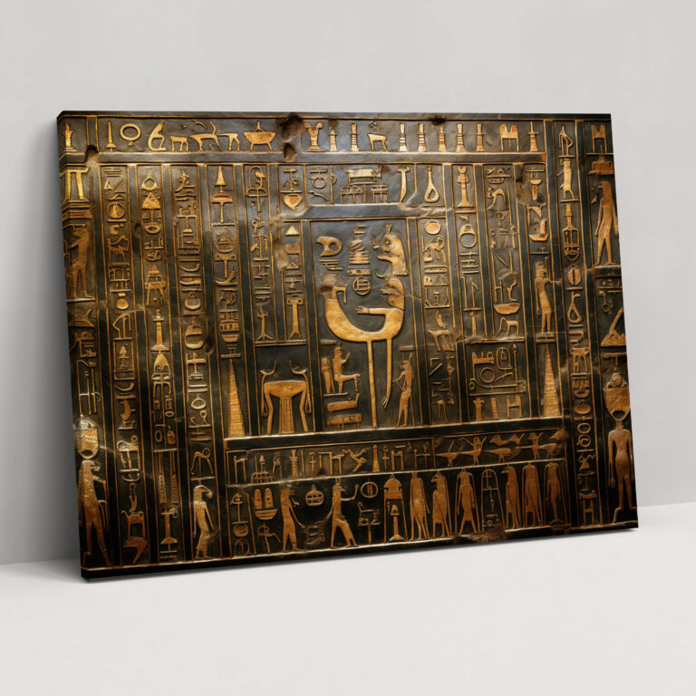 Esotericism Canvas Print: Ancient Secrets - Illuminati, Secrets, Intricate Depiction, Ancient Egyptian Hieroglyphs