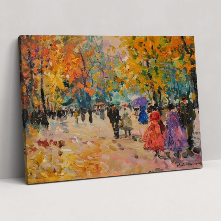 Impressionism Park Scene People Walking Canvas Print - Impressionism, Home Decoration, Canvas, Wall Art