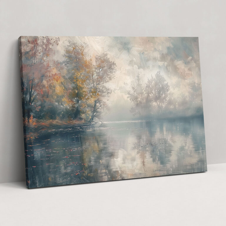 Impressionism River Landscape Foggy Morning Wall Art - Impressionism, Canvas Wall Art, Wall Decoration, Impressionism