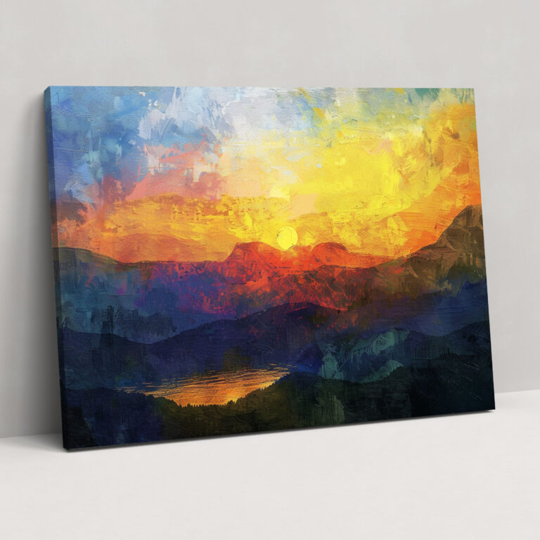 Impressionism Mountain View Sunset Canvas Print - Impressionism, Canvas Print, Canvas Wall Art, Canvas