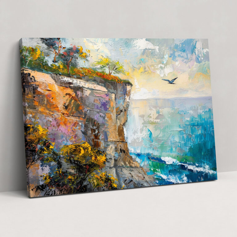 Impressionism Cliffside Landscape Wall Decoration - Impressionism, Canvas Wall Art, Wall Decoration, Impressionism