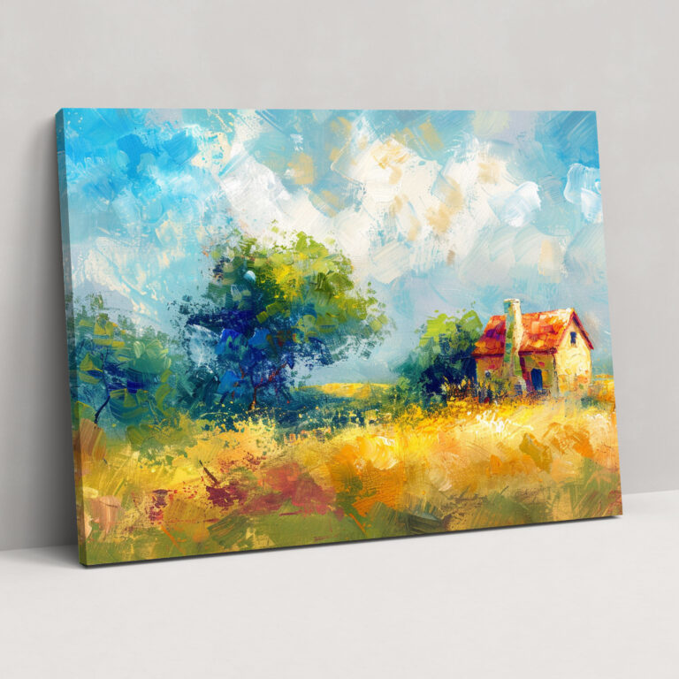 Impressionism Country Cottage Field Wall Art - Impressionism, Wall Decoration, Canvas, Wall Art