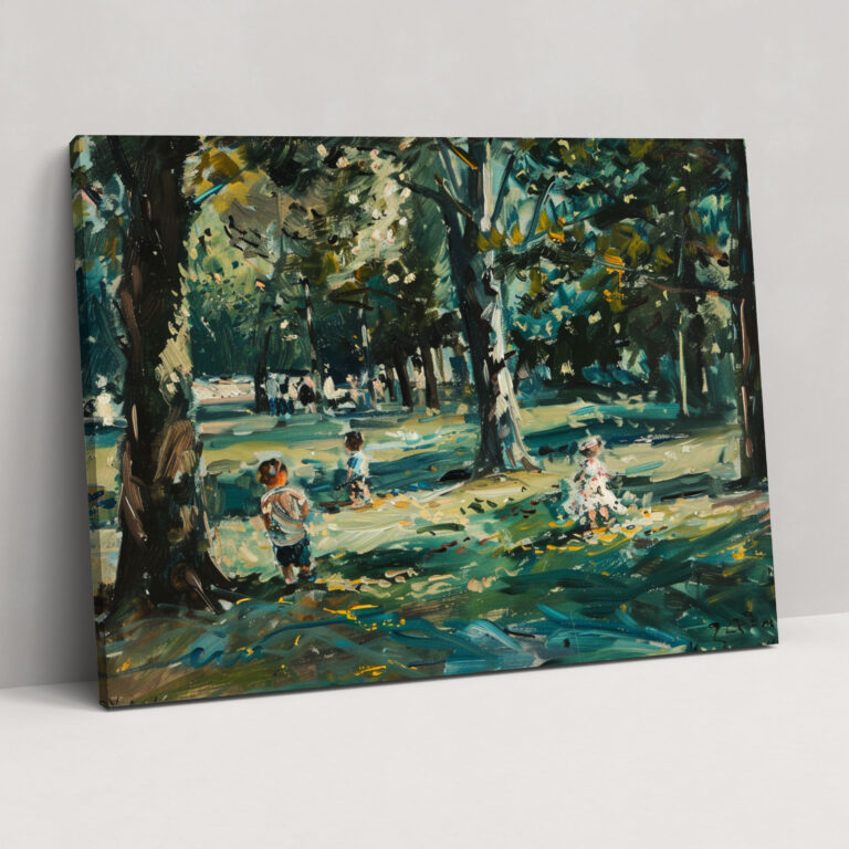 Park Impressionism Wall Art - Impressionism, Children Playing, Vibrant, Wall Decoration