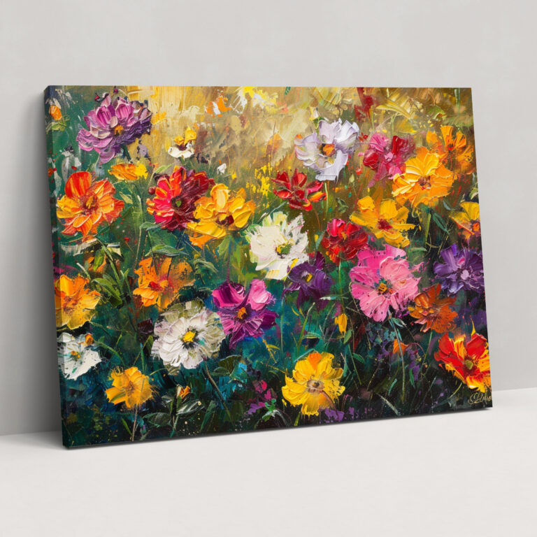 Field Of Colorful Flowers Impressionism Canvas Print - Impressionism, Wall Art, Canvas, Wall Decoration