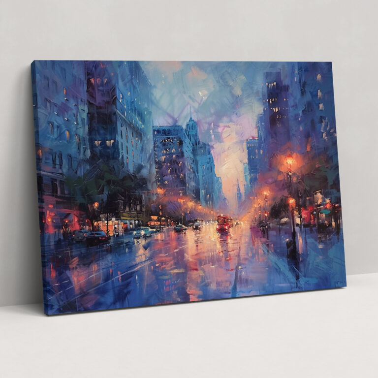 Cityscape At Dusk Impressionism Canvas Wall Art - Impressionism, Canvas Print, Wall Decoration, Wall Art