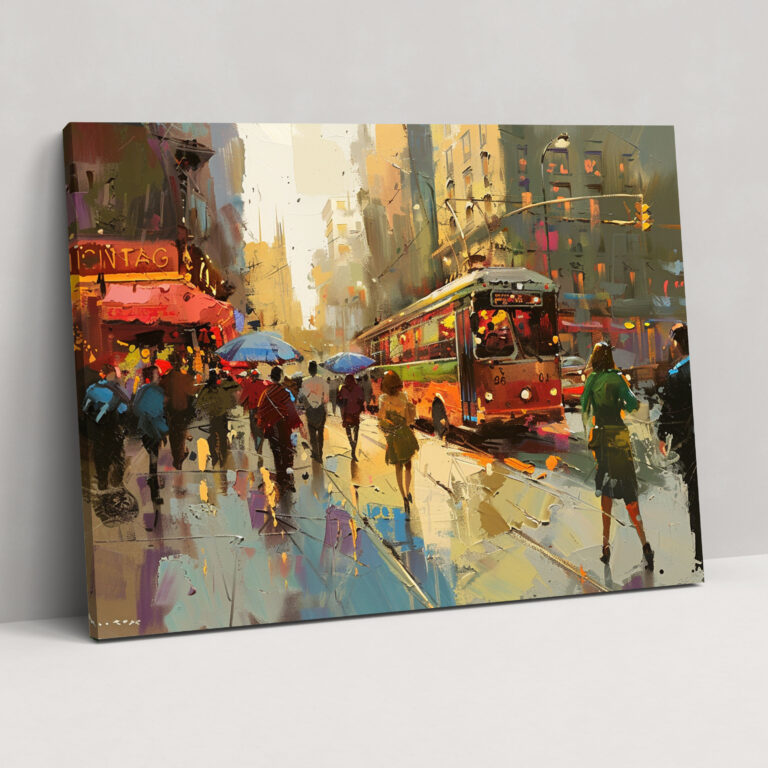 City Street Impressionism Canvas Print - Impressionism, Home Decoration, Wall Art, Canvas Wall Art