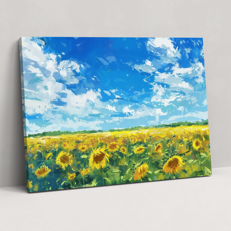 Impressionism Canvas Print: Sunflower Field Wall Art - Impressionism, Canvas Wall Art, Impressionism, Canvas