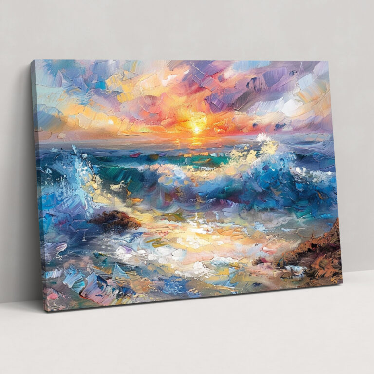 Impressionism Seaside Sunset Wall Art - Impressionism, Wall Art, Canvas Wall Art, Canvas