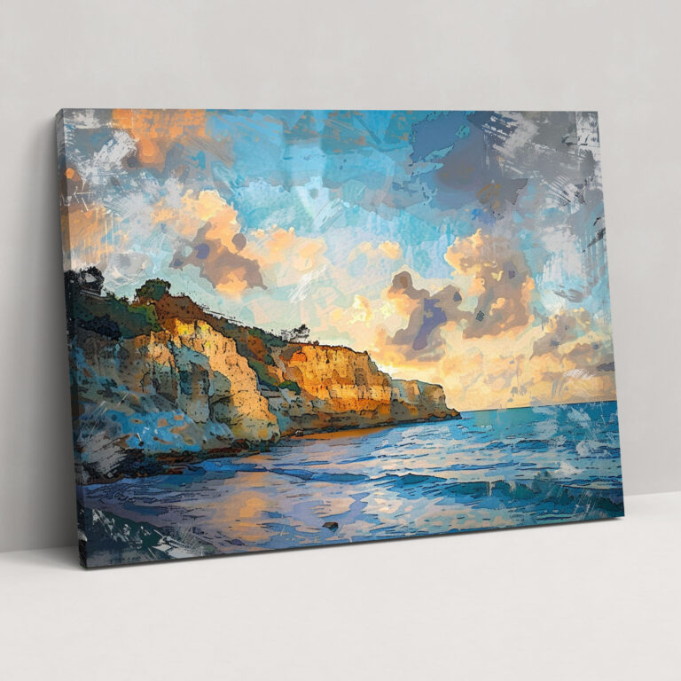 Impressionism Coastal Cliffs Canvas Print - Impressionism, Canvas Wall Art, Wall Art, Home Decoration